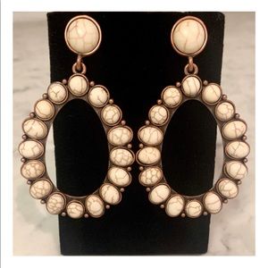 Burnished Coppertone Ivory Oval Earrings